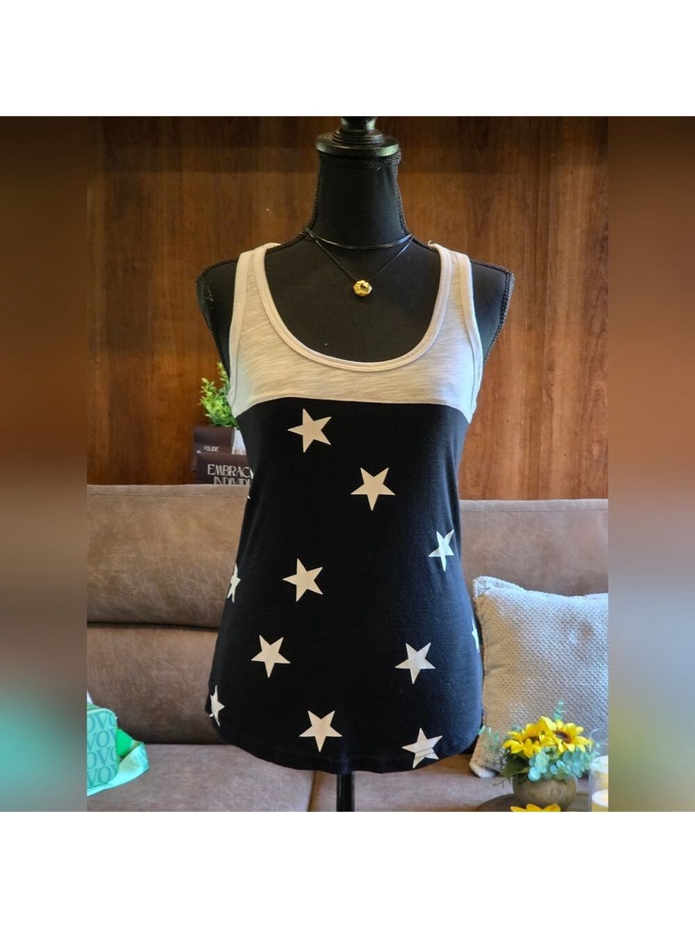 Bby Reflex Black and White Star Tank Top
